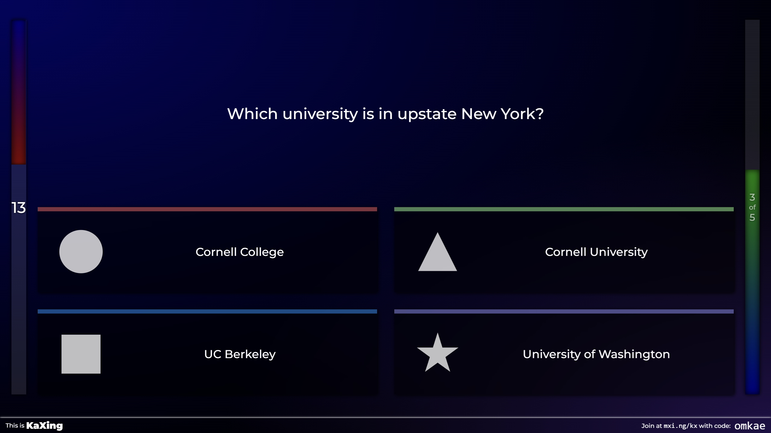 A typical question in the game