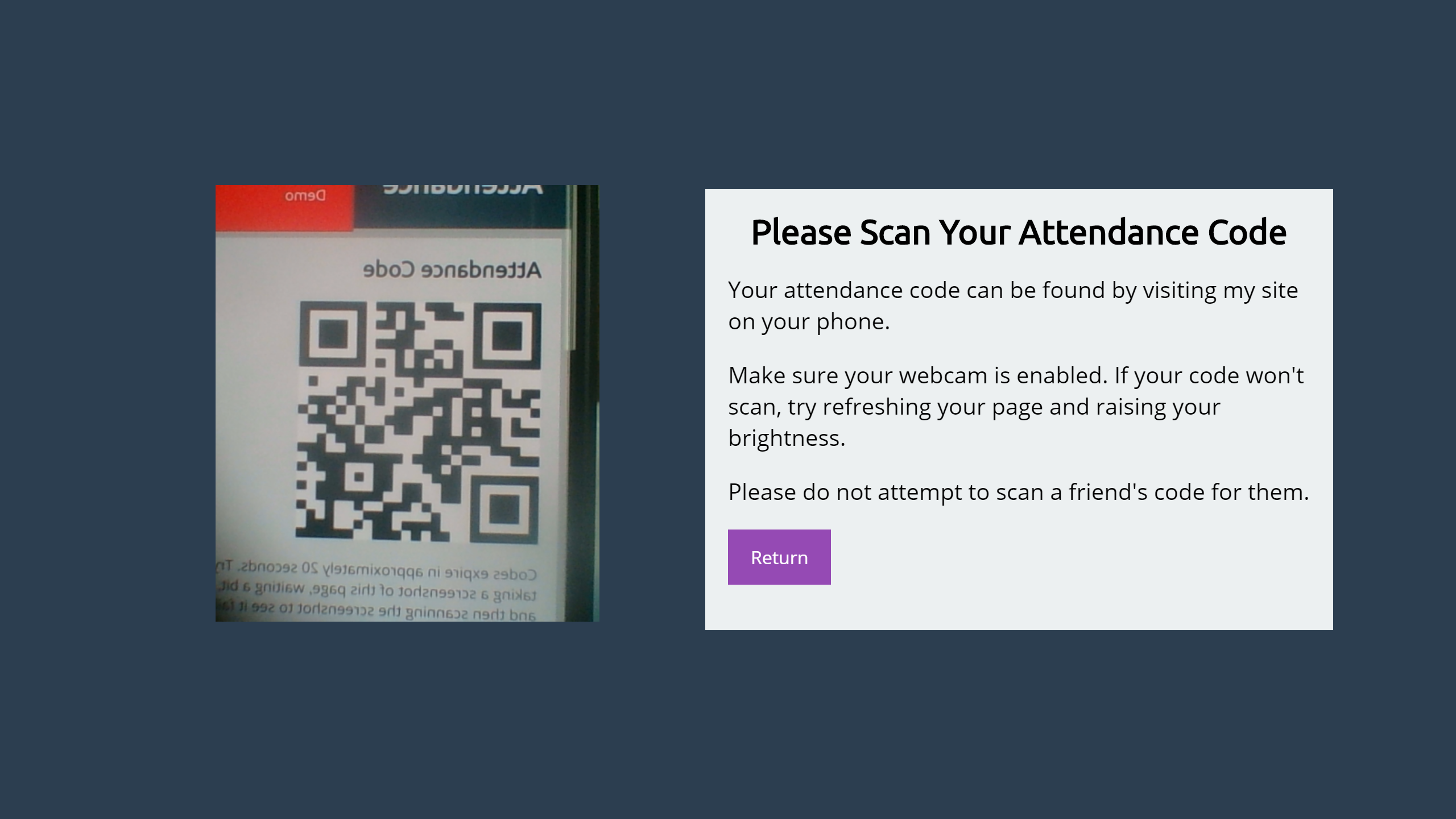 Scanning the QR code
